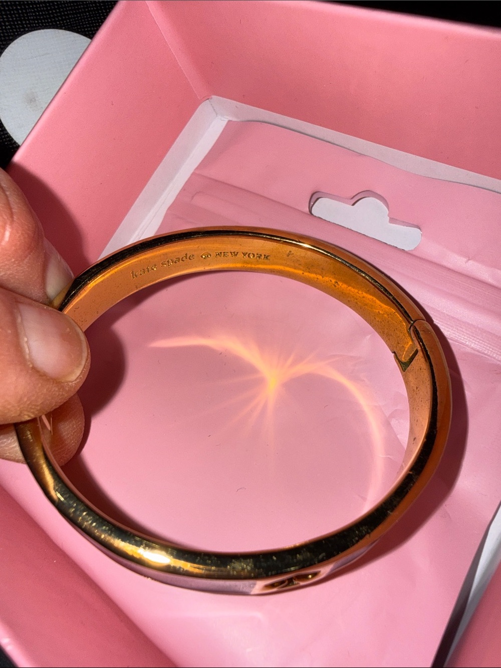 kate spade Black Enamel Spade Accent Gold Bangle - Picture 3 of 8